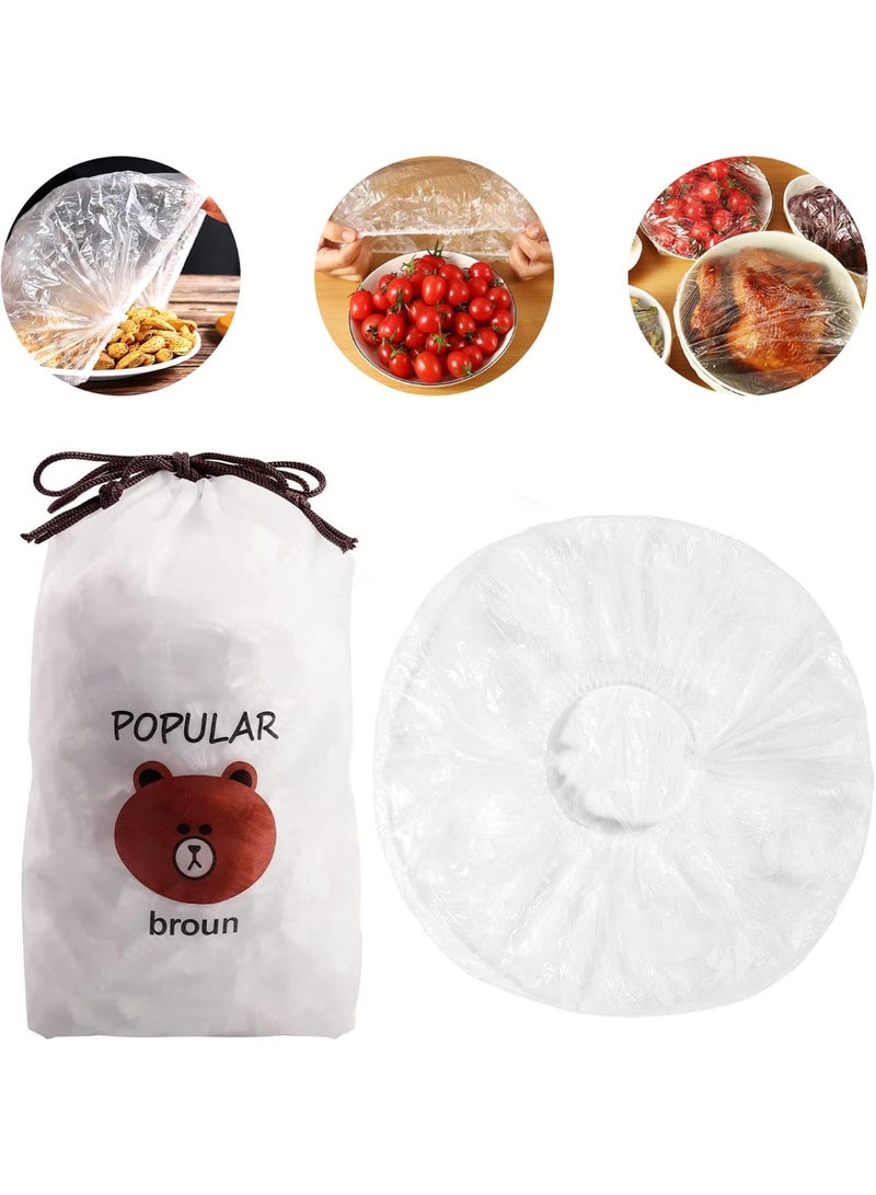100Pcs Shrinkable Fresh Keeping Bags PE Cling Film Bags,Elastic Plastic Food Storage Covers Lids Universal Reusable Elastic Food Bowl Lids Kitchen Supplies for Food Fruit Vegetable Meat Preservation - Image 1